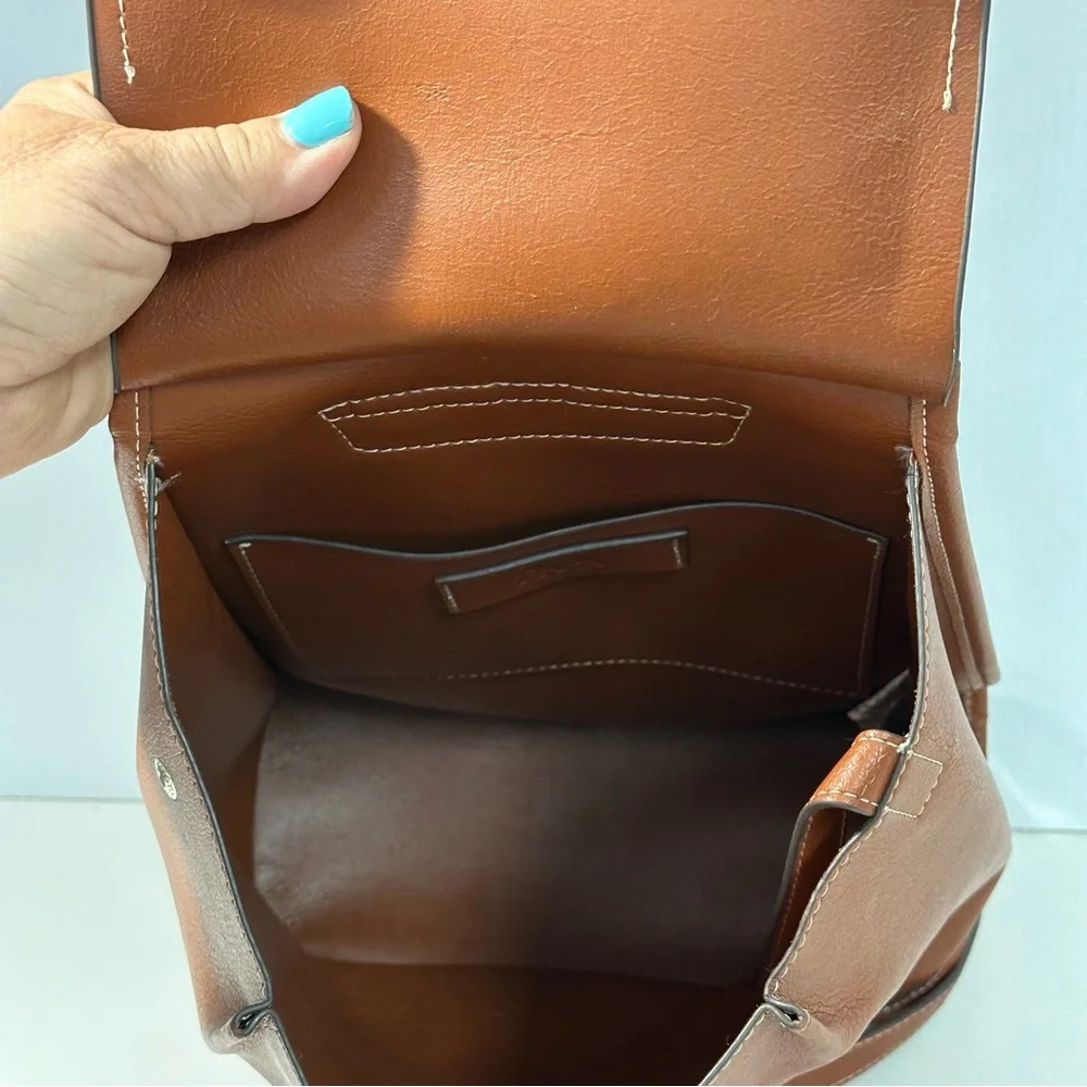Zara Brown Faux Leather 12x11x5 Backpack